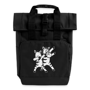 Lustige Tanzende Zebras Dabbing - Rolltop Rucksack mit zwei Griffen - Schwarz - Vorne