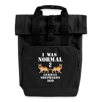 Humorous German Shepherd Meme Design - Roll Top Backpack with Two Handles - black - Front