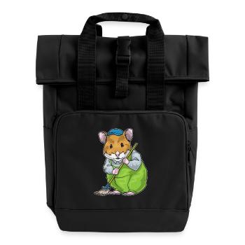Hamster Cleaning Mop - Roll Top Backpack with Two Handles - black - Front
