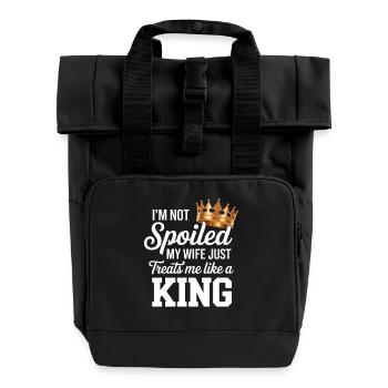 Not Spoiled My Wife Treats Like A King - Roll Top Backpack with Two Handles - black - Front