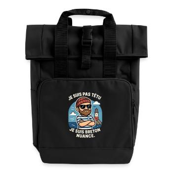 Brittany - Ich bin nicht stur Ich bin Bretonisch Lustig - Rolltop Rucksack mit zwei Griffen - Schwarz - Vorne