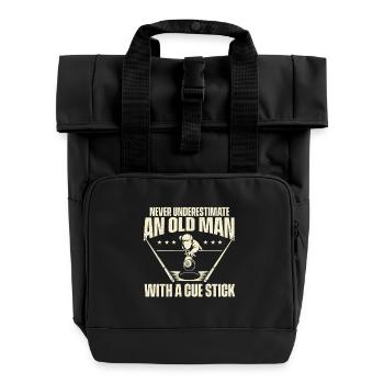 Unterschätzen Sie niemals einen alten Mann mit einem Queue - Rolltop Rucksack mit zwei Griffen - Schwarz - Vorne