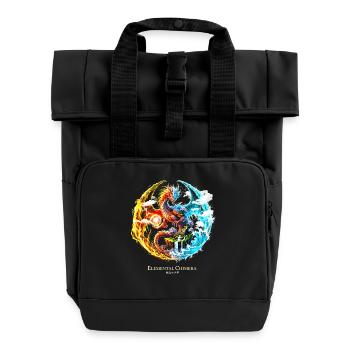Elemental Chimera – Fire & Water Dragon - Roll Top Backpack with Two Handles - black - Front