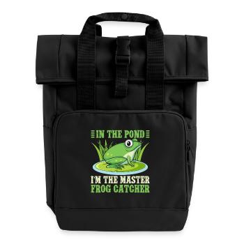 Frog Catcher In The Pond Master Catcher Frog - Roll Top Backpack with Two Handles - black - Front