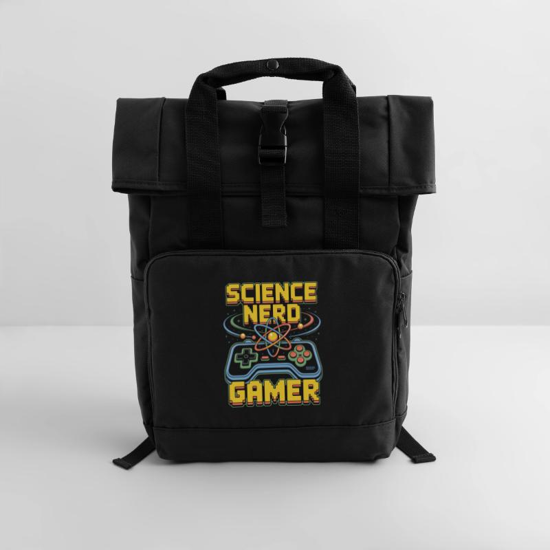 Science Nerd Gamer Atom Controller Wissenschaft Rolltop Rucksack mit zwei Griffen