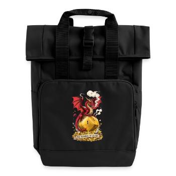 Dragon on W20 – Number of Glory Cartoon - Roll Top Backpack with Two Handles - black - Front