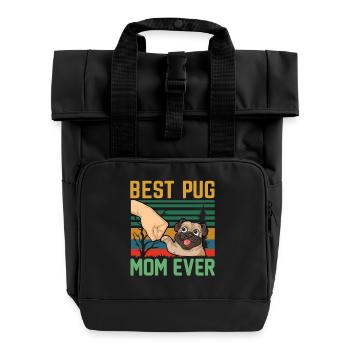 Beste Mopsmutter aller Zeiten Retro - Rolltop Rucksack mit zwei Griffen - Schwarz - Vorne