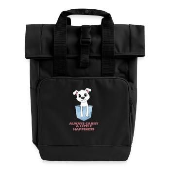 Always Carry a Little Happiness - Roll Top Backpack with Two Handles - black - Front