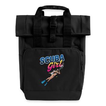 Scuba Girl Tauch-Design - Rolltop Rucksack mit zwei Griffen - Schwarz - Vorne