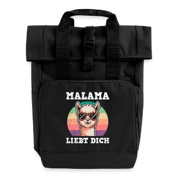 Bald Mama MALAMA LIEBT DICH Lustiges - Rolltop Rucksack mit zwei Griffen - Schwarz - Vorne