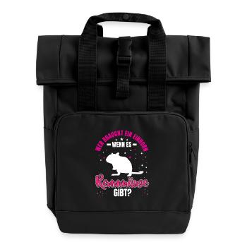 Gerbil is real rodent Gerbil - Roll Top Backpack with Two Handles - black - Front
