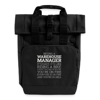 Warehouse Manager Riding A Bike - Rolltop Rucksack mit zwei Griffen - Schwarz - Vorne