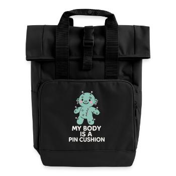 Piercing Addict Body Mod Enthusiast - Rolltop Rucksack mit zwei Griffen - Schwarz - Vorne