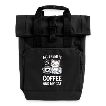 Coffee And Cat Quote Design - Rolltop Rucksack mit zwei Griffen - Schwarz - Vorne