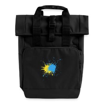 Kreativer Farbschlag Design - Rolltop Rucksack mit zwei Griffen - Schwarz - Vorne