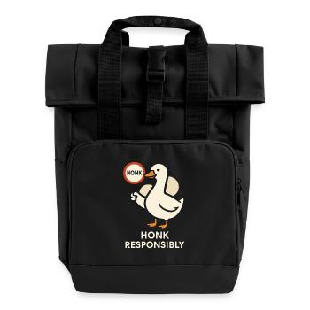 Funny Gänse Meme Chaos Honk Zertifiziert Albern - Rolltop Rucksack mit zwei Griffen - Schwarz - Vorne