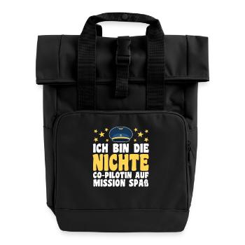 Family motif nephew - Roll Top Backpack with Two Handles - black - Front