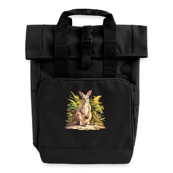 Wallabies Wallaby - Roll Top Backpack with Two Handles - black - Front