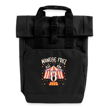 Cirque Manège Anniversaire Motif 8 Ans Garçons Bday - Sac à dos Roll Top à deux anses - noir - Devant
