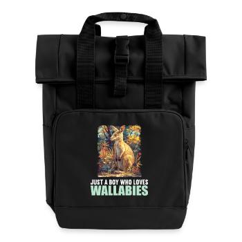 Wallabies Wallaby - Roll Top Backpack with Two Handles - black - Front