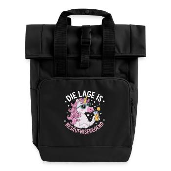 Unicorn Lage Besaufnisregend - Rolltop Rucksack mit zwei Griffen - Schwarz - Vorne