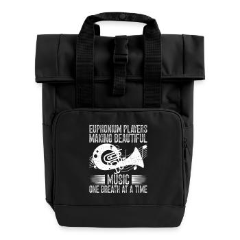 Baritone Player Making Beautiful Music Euphonium - Roll Top Backpack with Two Handles - black - Front