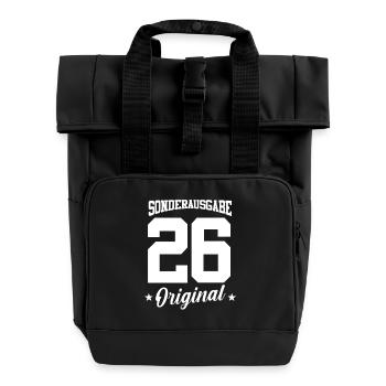 26 Birthday - Roll Top Backpack with Two Handles - black - Front