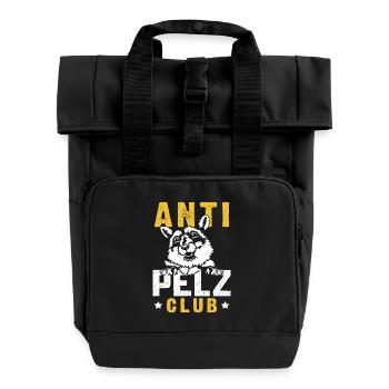 Tierschutz ANTI PELZ CLUB Anti Fur Lustig - Rolltop Rucksack mit zwei Griffen - Schwarz - Vorne