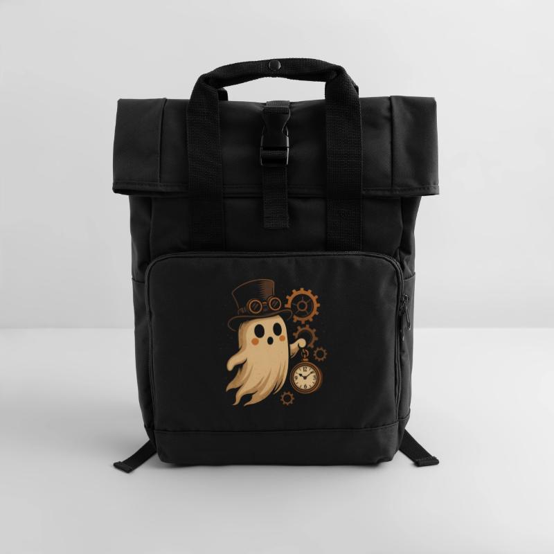 Steampunk Ghost Clockwork Roll Top Backpack with Two Handles