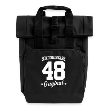 48 Geburtstag - Rolltop Rucksack mit zwei Griffen - Schwarz - Vorne
