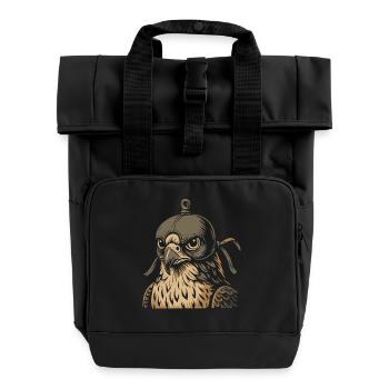 Majestätischer Falke mit Kapuzen-Wanderfalke Kunst - Rolltop Rucksack mit zwei Griffen - Schwarz - Vorne