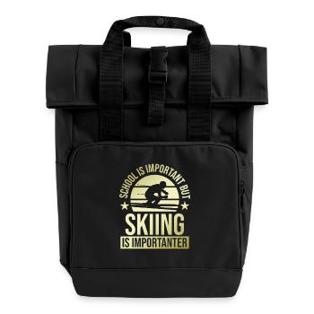 L’école est importante Le ski plus important - Sac à dos Roll Top à deux anses - noir - Devant