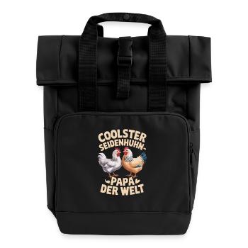 Coolest silky chicken dad in the world - Roll Top Backpack with Two Handles - black - Front