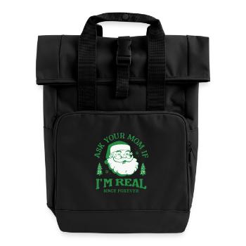 Weihnachtsmann Design für Weihnachten und Winter - Rolltop Rucksack mit zwei Griffen - Schwarz - Vorne