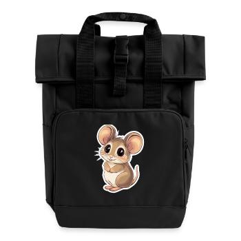 Maus - Rolltop Rucksack mit zwei Griffen - Schwarz - Vorne