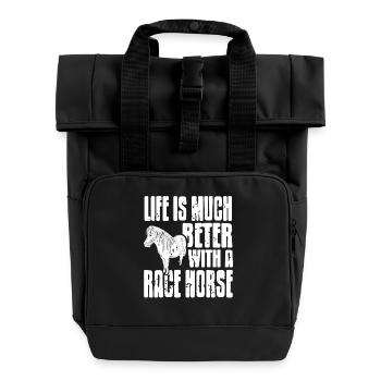 Much Better Days With My Race Horse Friend - Rolltop Rucksack mit zwei Griffen - Schwarz - Vorne