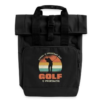 Golf Ist Wichtigster - Rolltop Rucksack mit zwei Griffen - Schwarz - Vorne