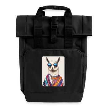 Lama - Rolltop Rucksack mit zwei Griffen - Schwarz - Vorne
