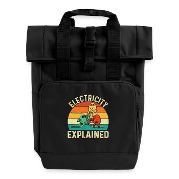 Elektrizität erklärt Lustiger Ingenieur STEM Zitat - Rolltop Rucksack mit zwei Griffen - Schwarz - Vorne