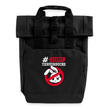 Animal protection STOP ANIMAL TESTING AGAINST TESTING - Roll Top Backpack with Two Handles - black - Front