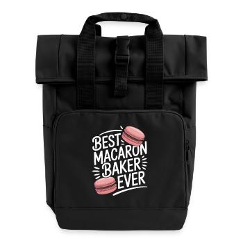 Macaron French Desserts - Roll Top Backpack with Two Handles - black - Front