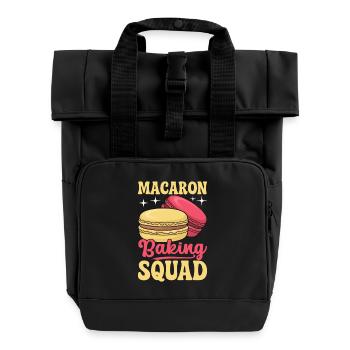 Macaron French Desserts - Roll Top Backpack with Two Handles - black - Front