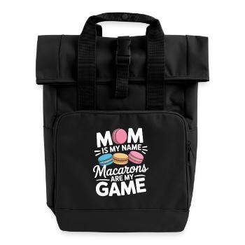 Macaron French Desserts - Roll Top Backpack with Two Handles - black - Front