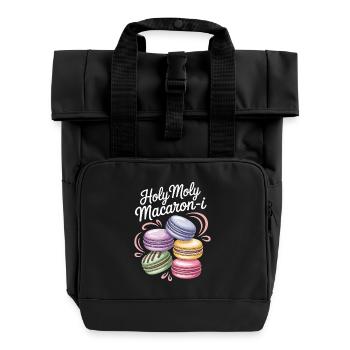 Macaron French Desserts - Roll Top Backpack with Two Handles - black - Front