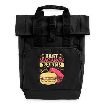 Macaron French Desserts - Roll Top Backpack with Two Handles - black - Front