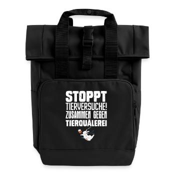 Tierschutz STOPPT TIERVERSUCHE ZUSAMMEN GEGEN - Rolltop Rucksack mit zwei Griffen - Schwarz - Vorne