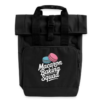 Macaron French Desserts - Roll Top Backpack with Two Handles - black - Front