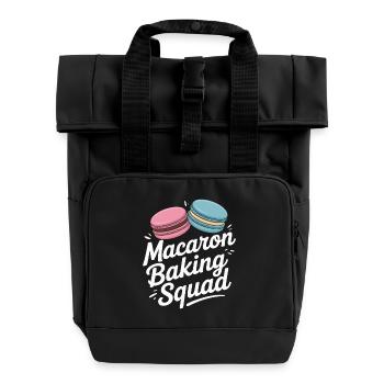 Macaron French Desserts - Roll Top Backpack with Two Handles - black - Front