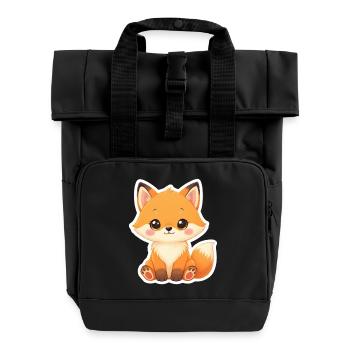 Kawaii renard dessin animé pour KidsWear - Sac à dos Roll Top à deux anses - noir - Devant