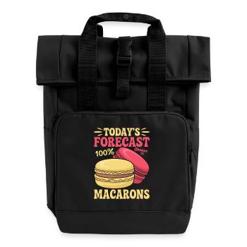 Macaron French Desserts - Roll Top Backpack with Two Handles - black - Front